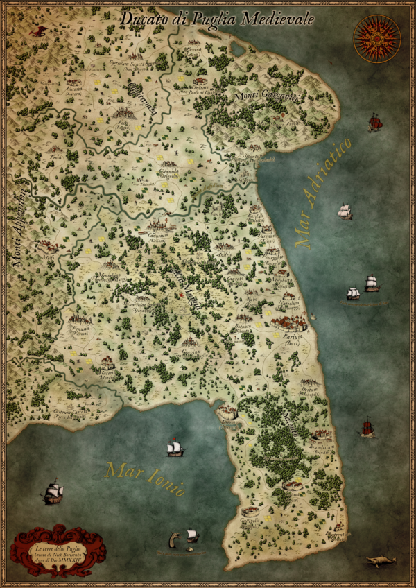 Medieval Apulia Digital Map (ready to print)